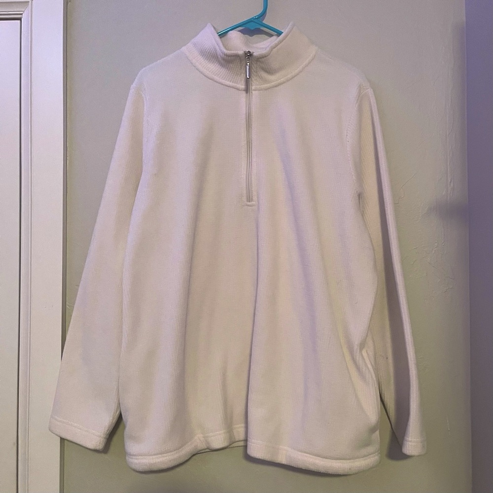 D&Co Cream Quarter-Zip Oversized Pullover Sweater, Size Extra-Large